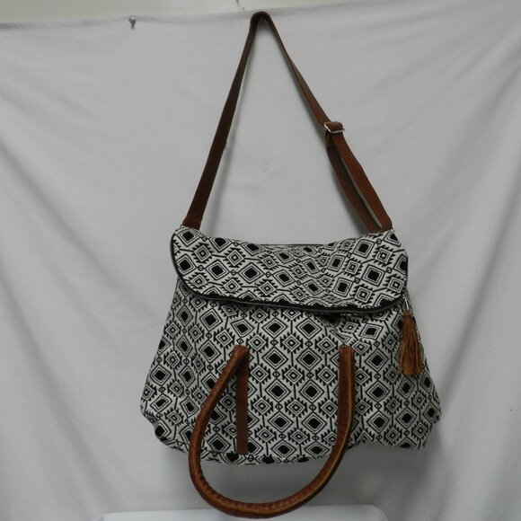 Anthropologie Mercado Global Large handbag weekender bag foldover Fabric Leather - Picture 1 of 15